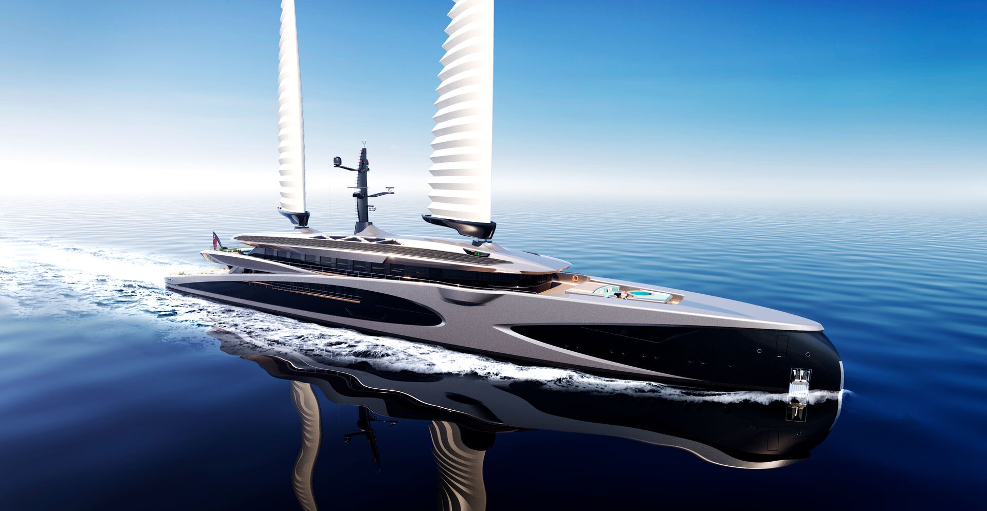 95m Amplitude: The Futuristic Superyacht Concept with Dual Inflatable Wing Sails, Smart Yachts