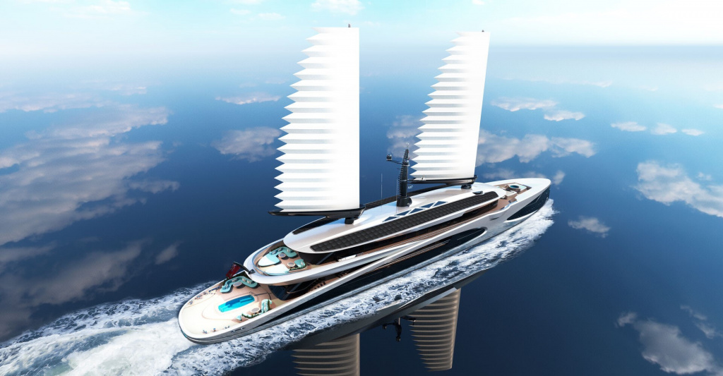 95m Amplitude: The Futuristic Superyacht Concept with Dual Inflatable Wing Sails, photo 10, Smart Yachts