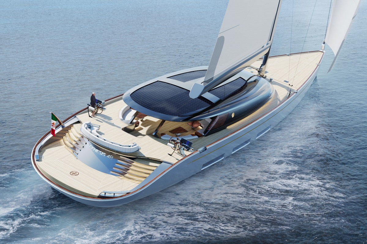 48M REGATTA SLOOP, a 2028 Perini Navi 48m sailing yacht for sale, stern