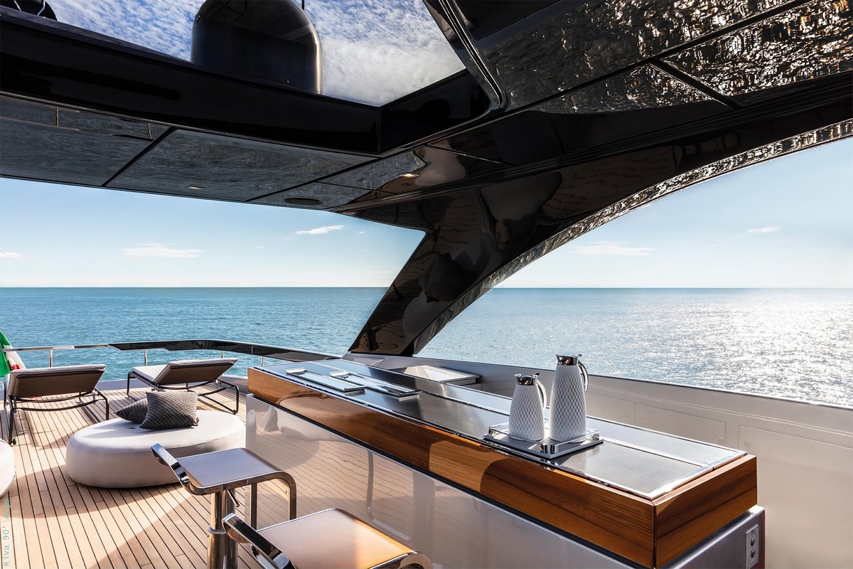 "90’ RIVA ARGO", a 2021 Riva 28.49m motor yacht for sale, flybridge bar