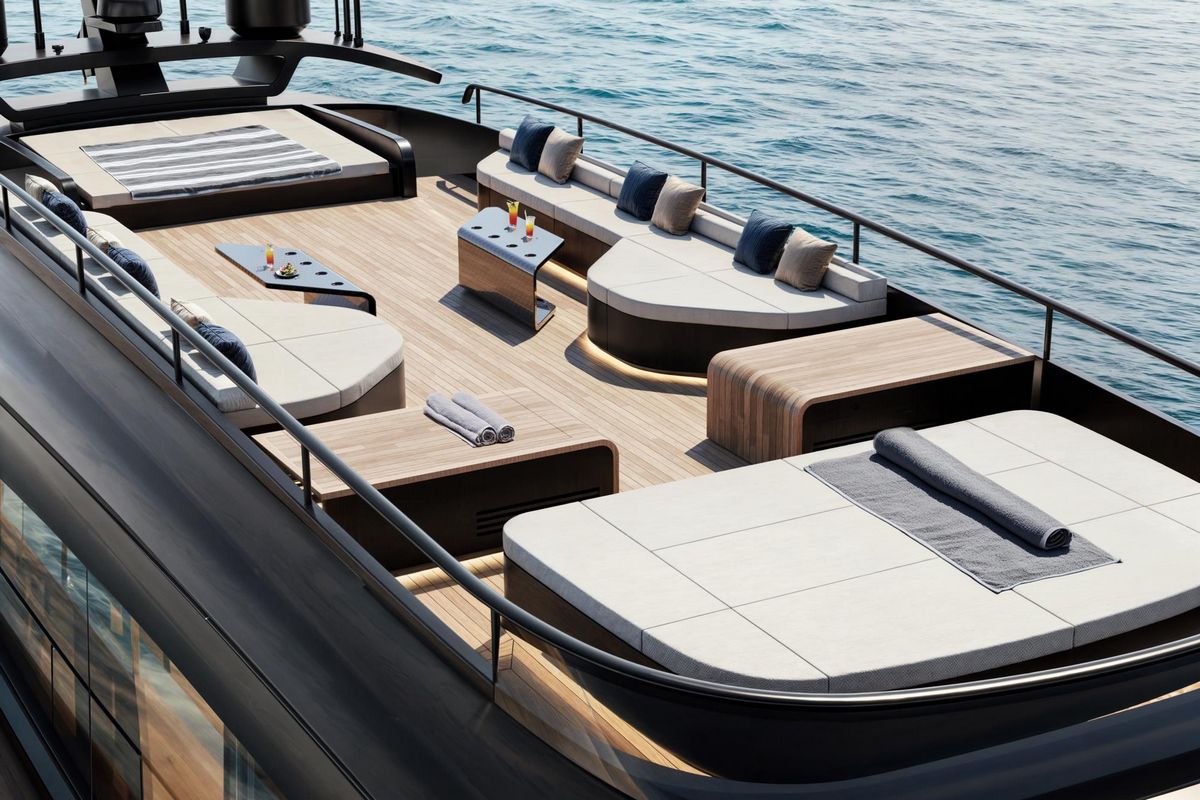 AB 110, a 2028 AB Yachts 33.7m motor yacht for sale, aerial sundeck