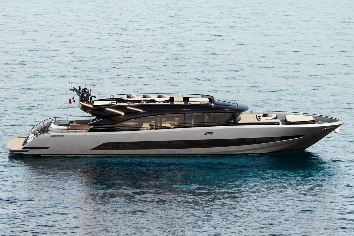 AB 110, a 2028 AB Yachts 33.7m motor yacht for sale, profile starboard