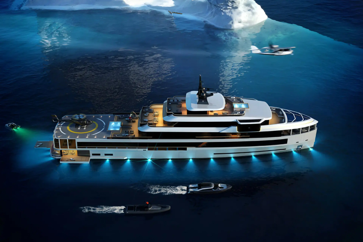 ADMIRAL ADVENTURE 70, a 2029 Admiral Yachts 70m motor yacht for sale, aerial