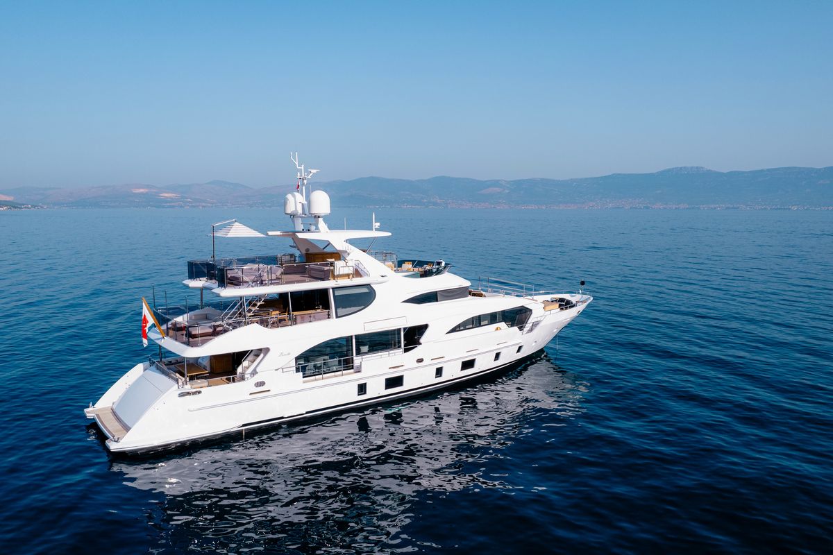 "AFINA", a 2017 32.98m motor yacht for sale, profile starboard