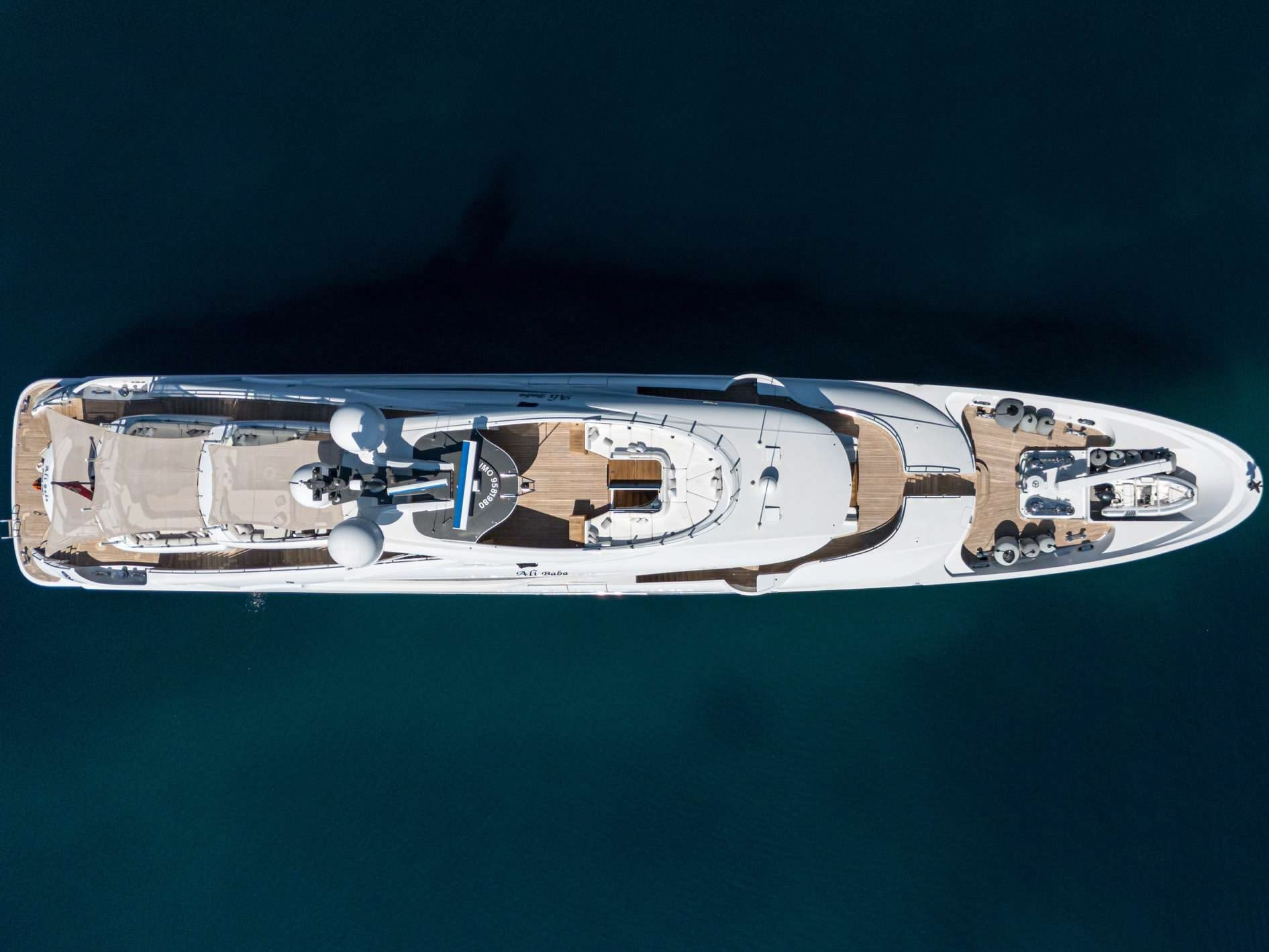 "ALI BABA", a 2012 ISA Yachts 49.95m motor yacht, for sale with Smart Yachts, aerial