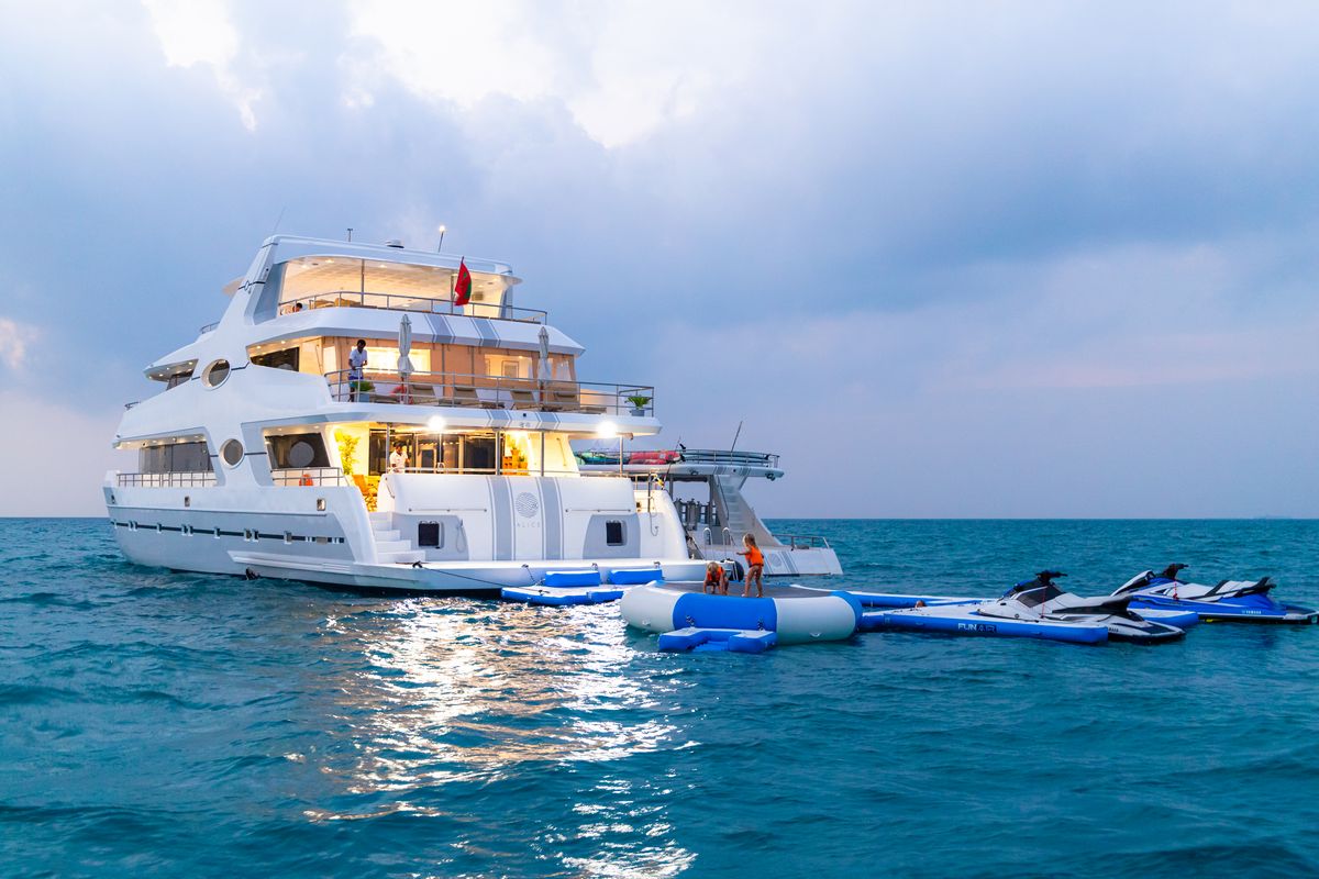 "ALICE", a 2019 Salted Fiber Works 31.26m motor yacht for charter, at anchor