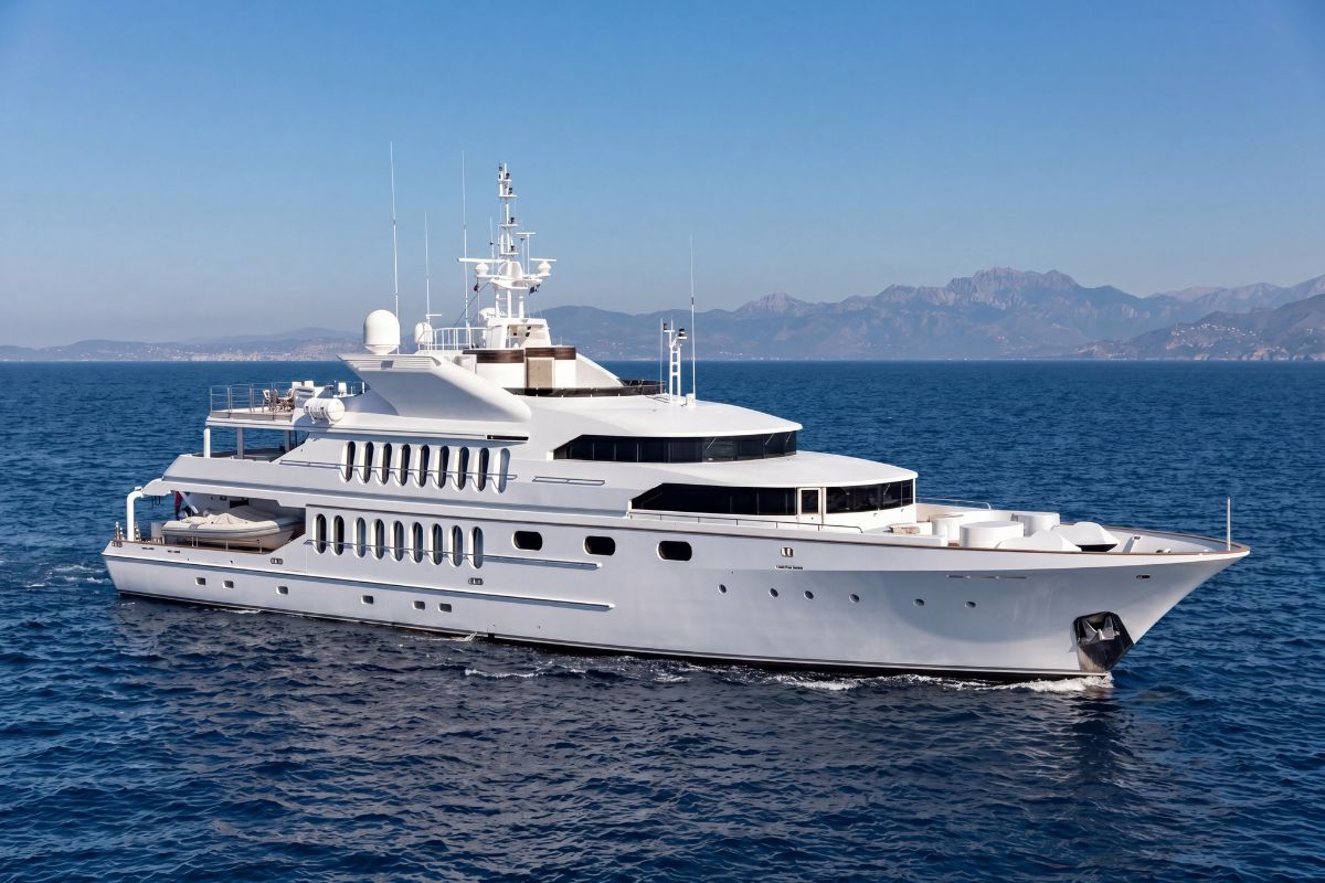 "ALL STAR 1", a 1986 Sterling Yachts 44.81m motor yacht for sale, profile starboard