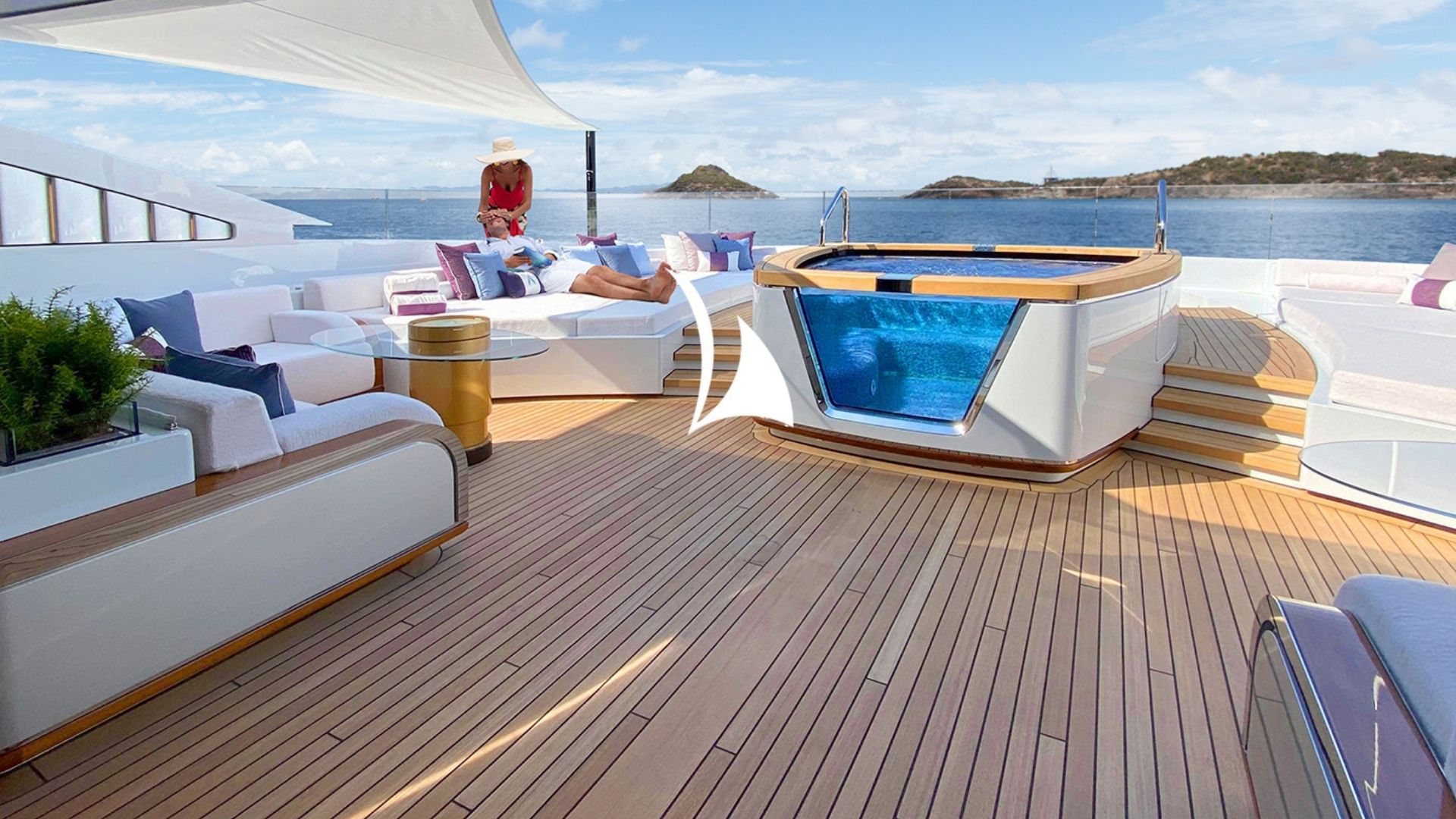 "ARROW", a 2020 Feadship 75m motor yacht for charter, sundeck jacuzzi
