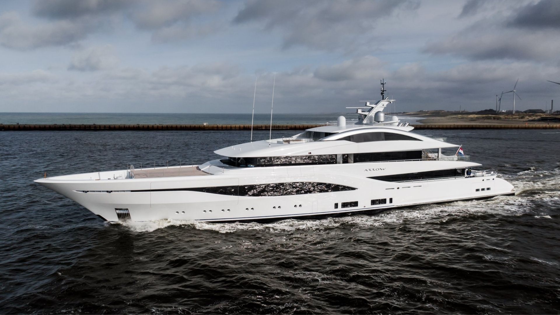 "ARROW", a 2020 Feadship 75m motor yacht for charter, profile port