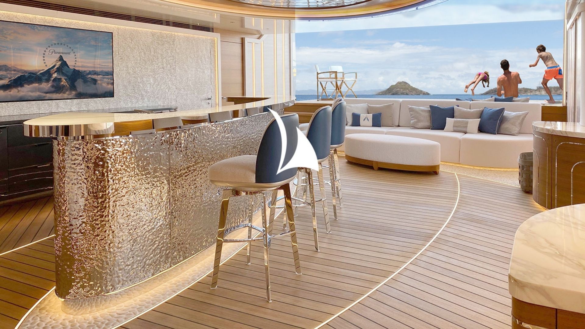 "ARROW", a 2020 Feadship 75m motor yacht for charter, beach club