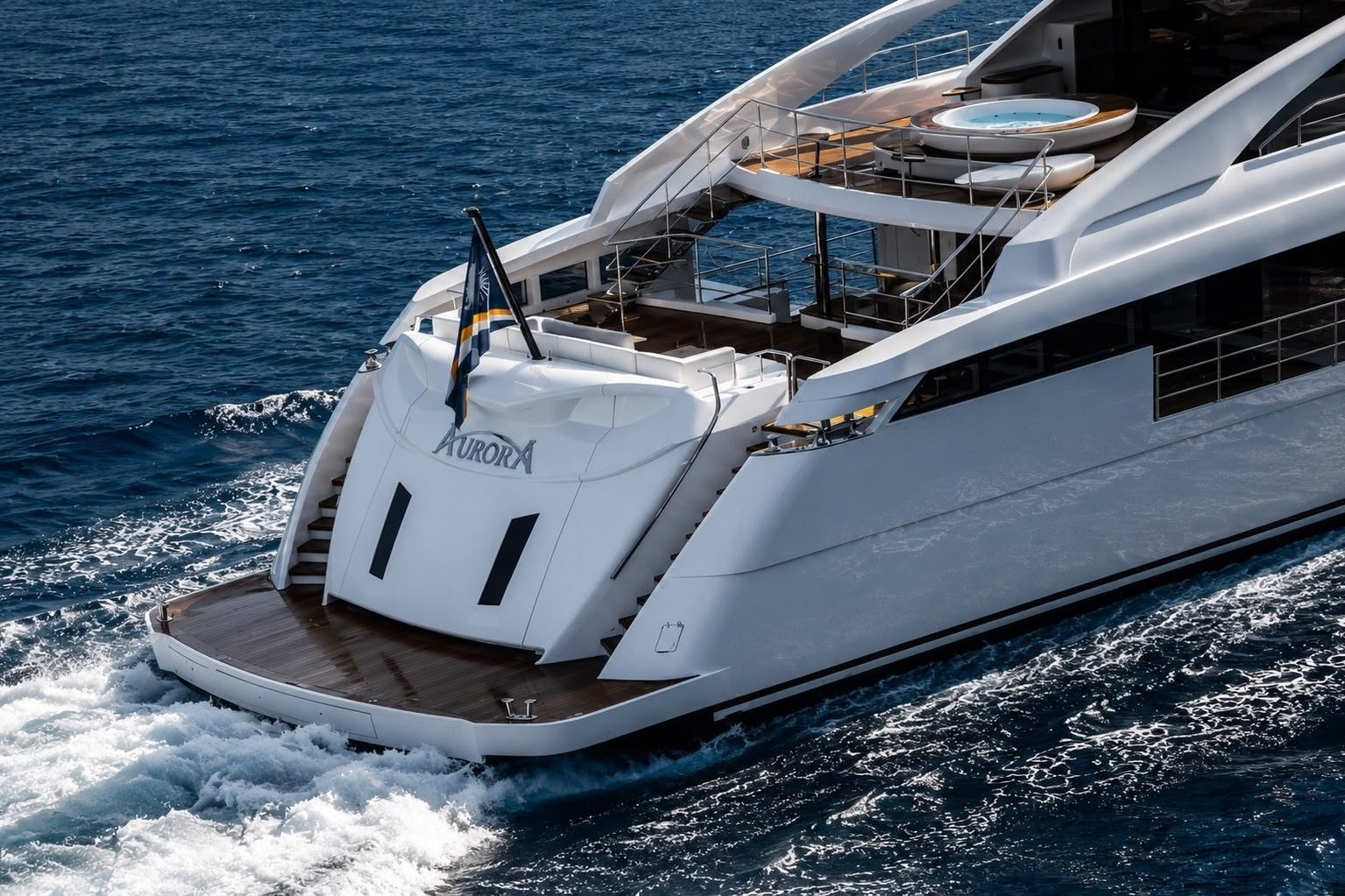 "AURORA", a 2017 Rossinavi 49.1m motor yacht, for sale with Smart Yachts, stern
