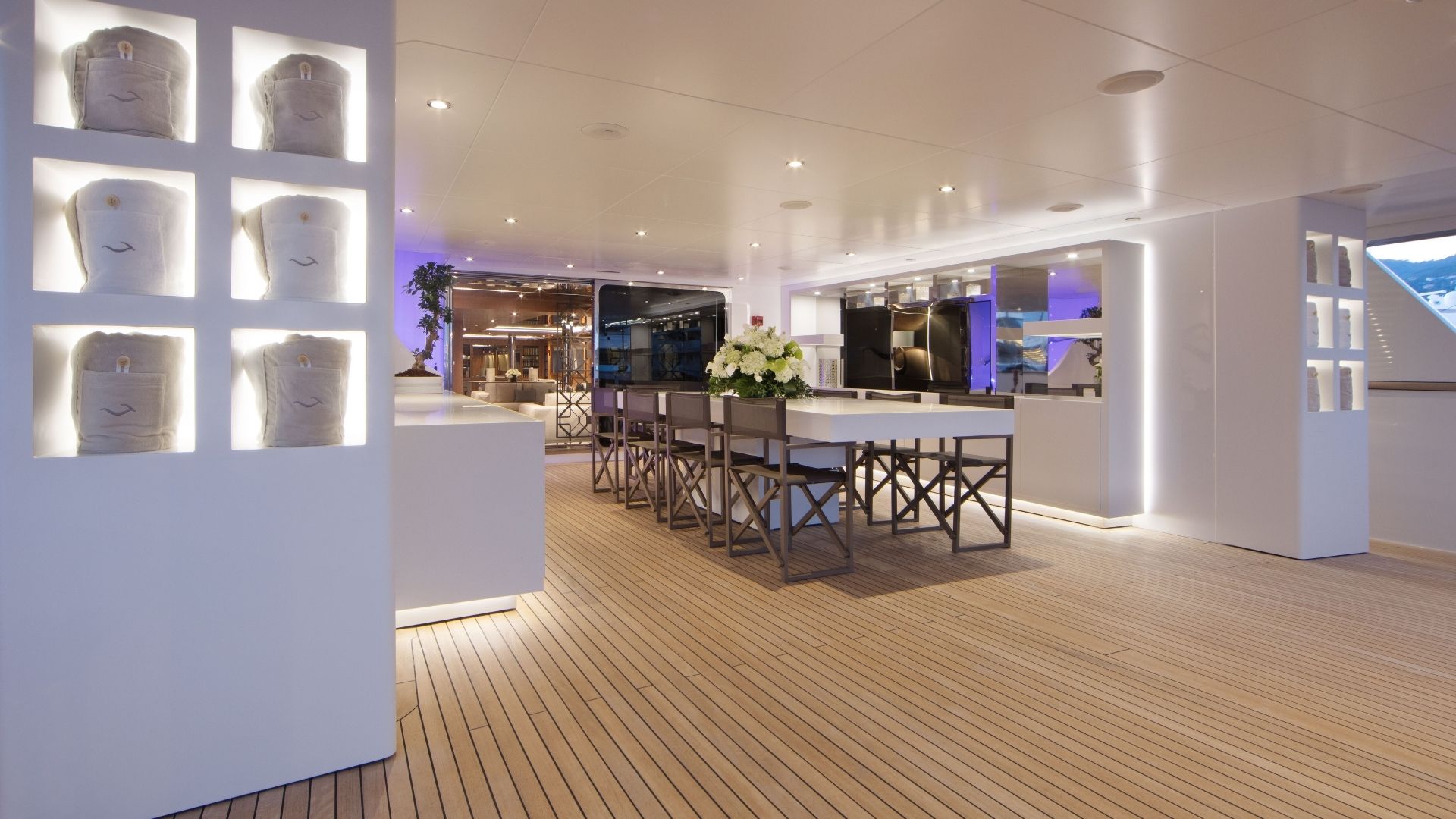 "BEATRIX", a 2015 Cantieri di Termoli 50m motor yacht for charter, aft deck dining