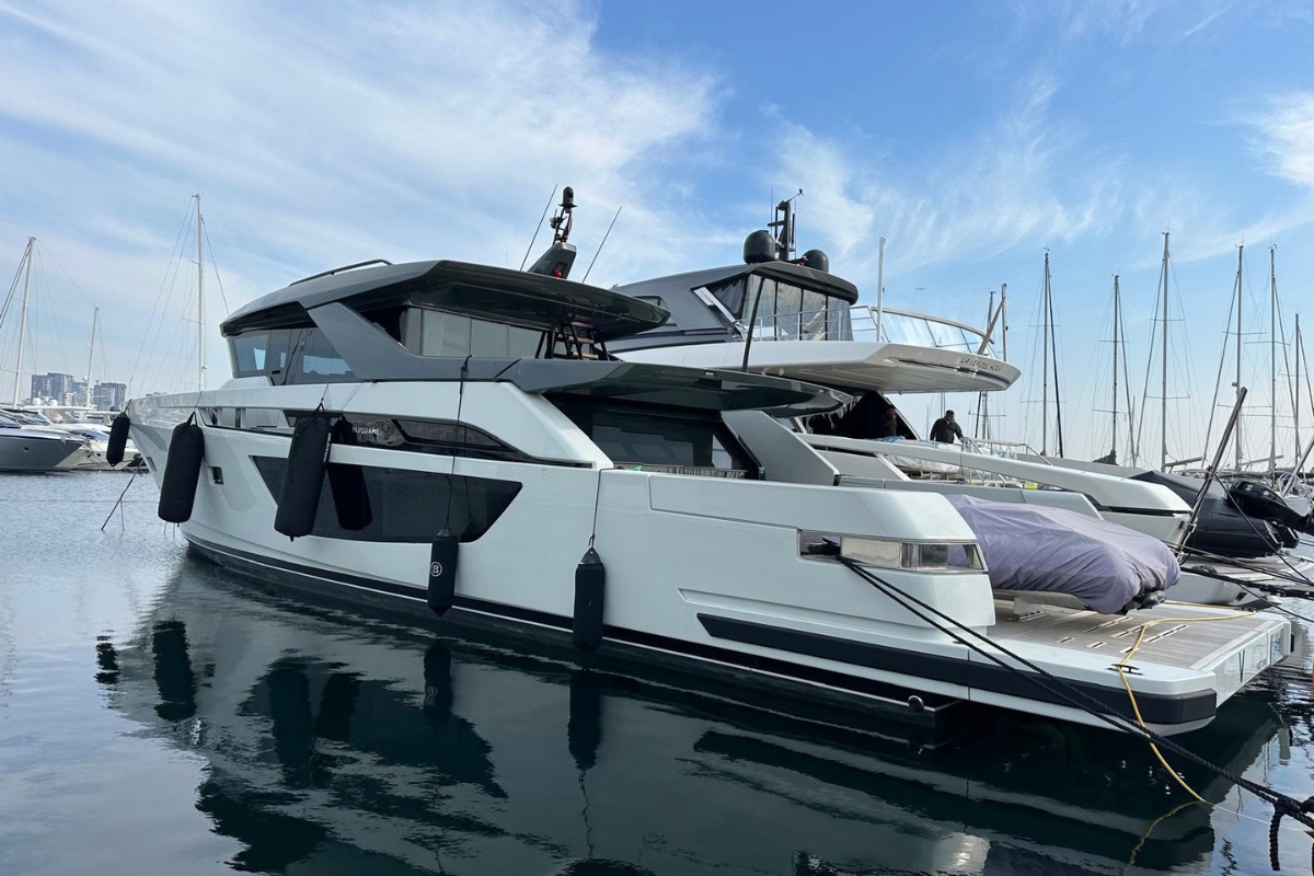 BGX 73, a 2023 Bluegame 22.67m motor yacht for sale, profile starboard