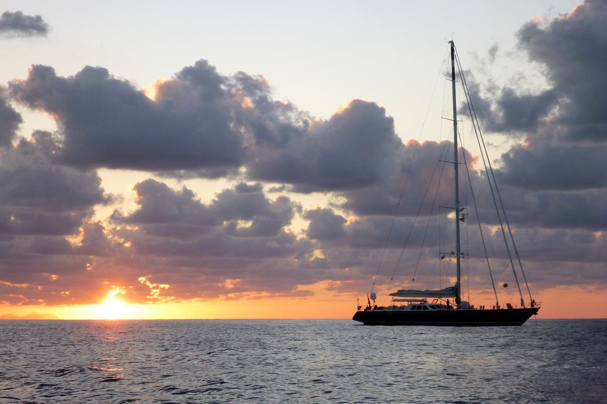 "BILLY BUDD", a 1994 Royal Huisman 34.25m sailing yacht for sale, at anchor