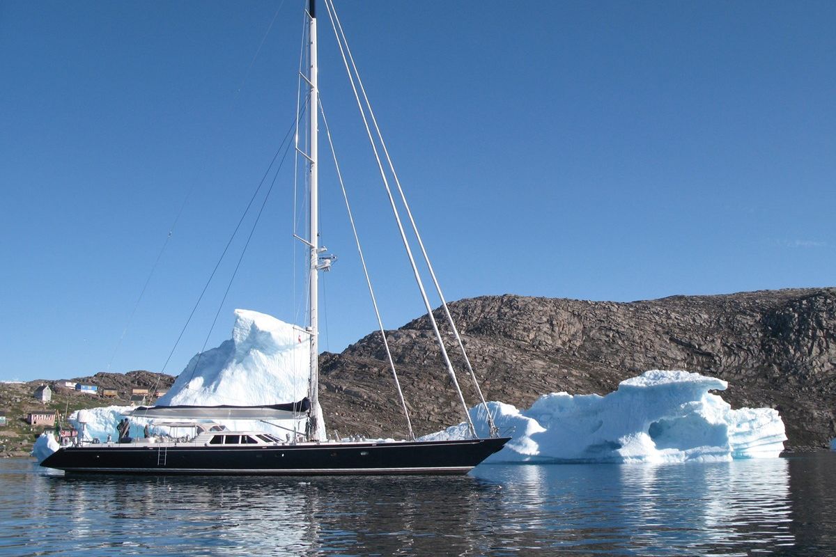"BILLY BUDD", a 1994 Royal Huisman 34.25m sailing yacht for sale, at anchor