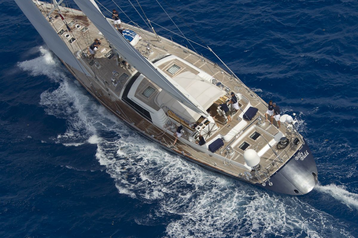 "BILLY BUDD", a 1994 Royal Huisman 34.25m sailing yacht for sale, aerial