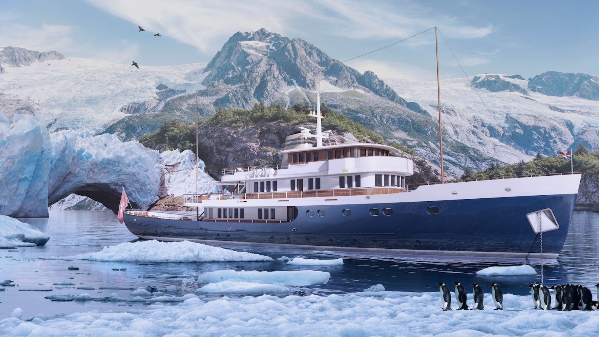 "BLUE II", a 2020 Turquoise Yachts 55.9m motor yacht for charter, at anchor