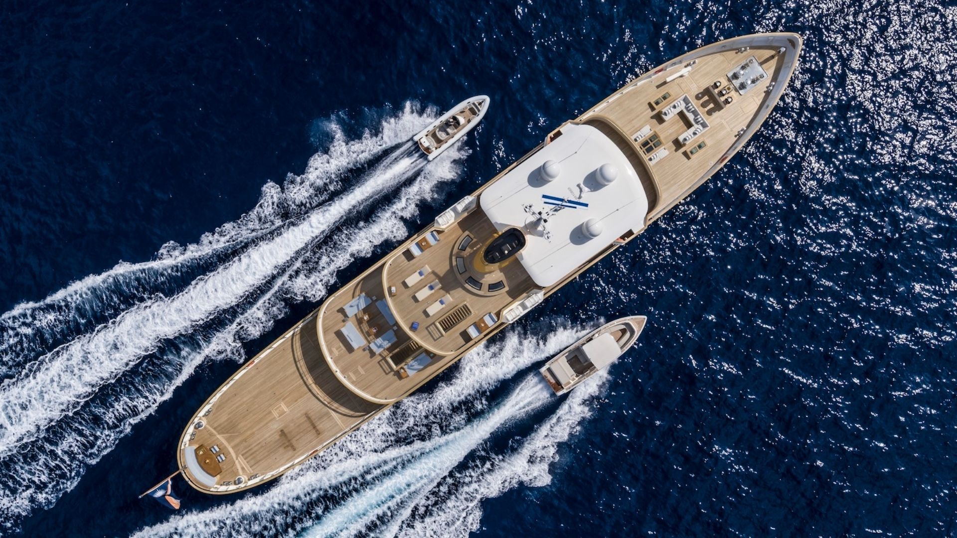 "BLUE II", a 2020 Turquoise Yachts 55.9m motor yacht for charter, aerial