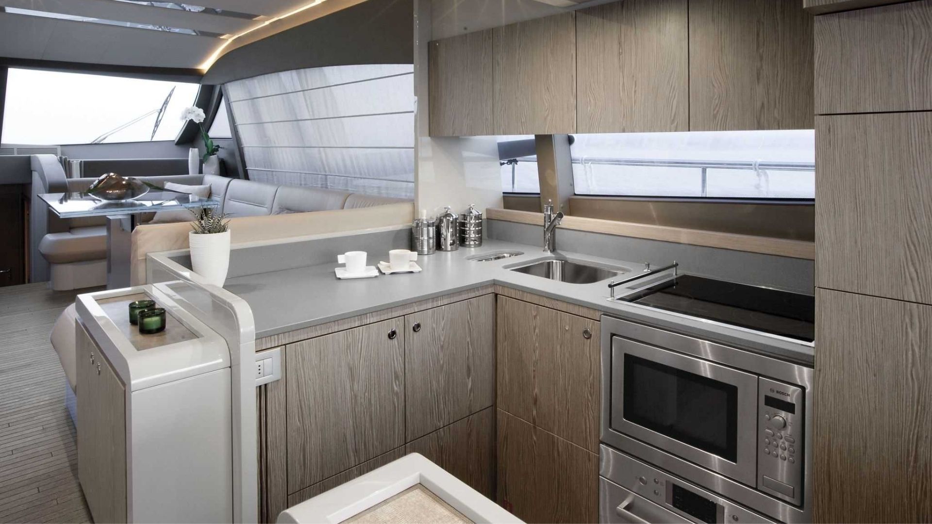 "CARE ONE", a 2018 Ferretti Yachts 20m motor yacht for charter, galley