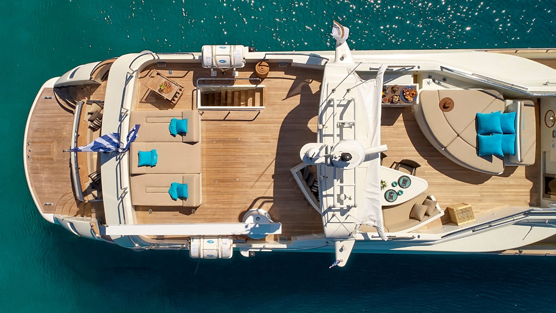 "CELIA", a 2006 Falcon 35.5m motor yacht for charter, aerial