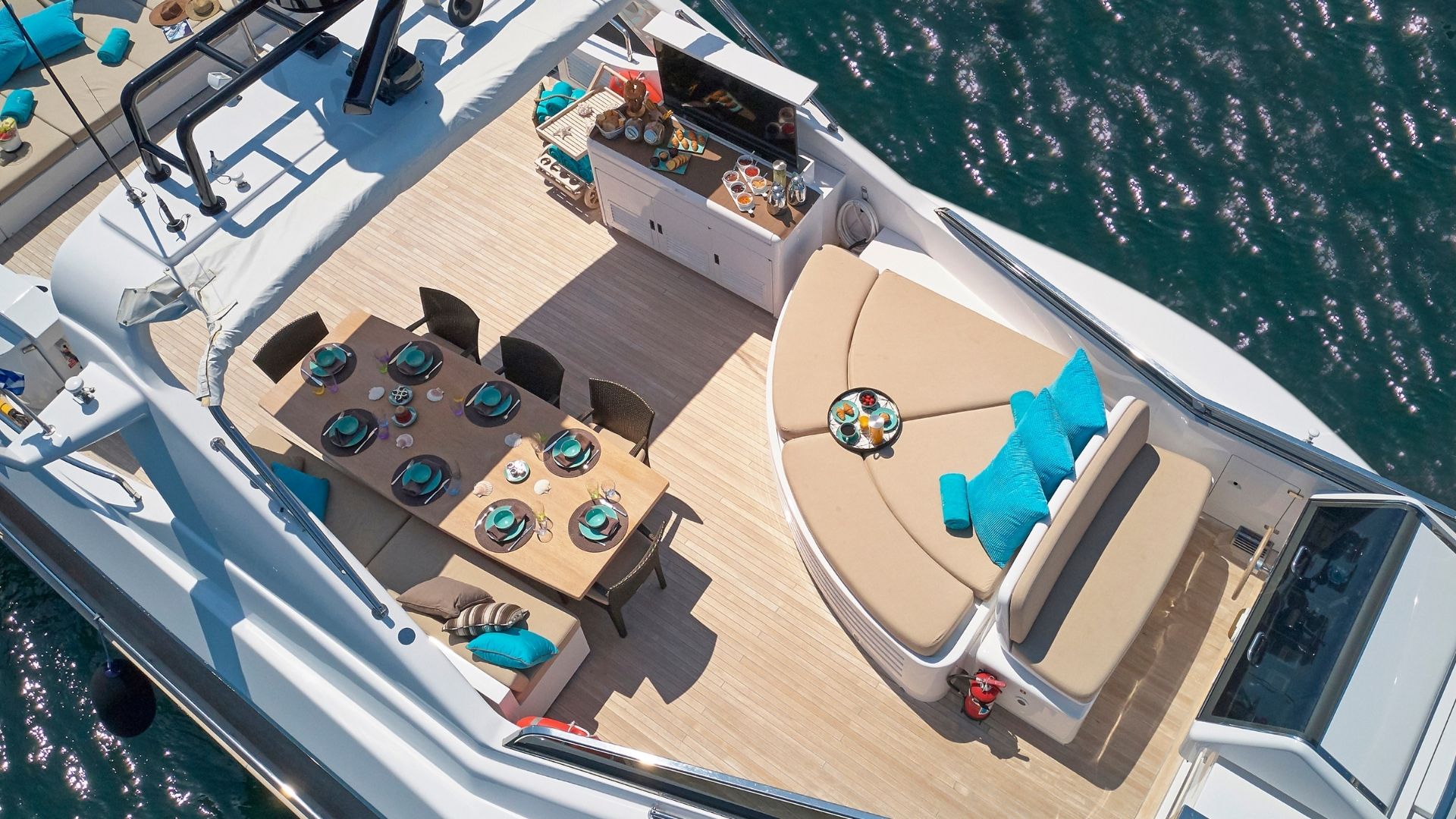 "CELIA", a 2006 Falcon 35.5m motor yacht for charter, aerial