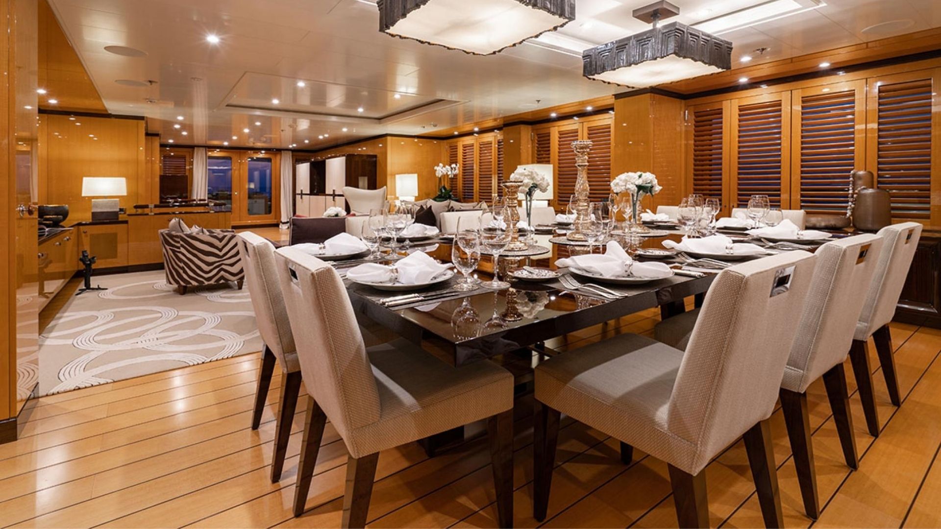 "DEEP BLUE", a 2014 AMELS 55m motor yacht for charter, dining
