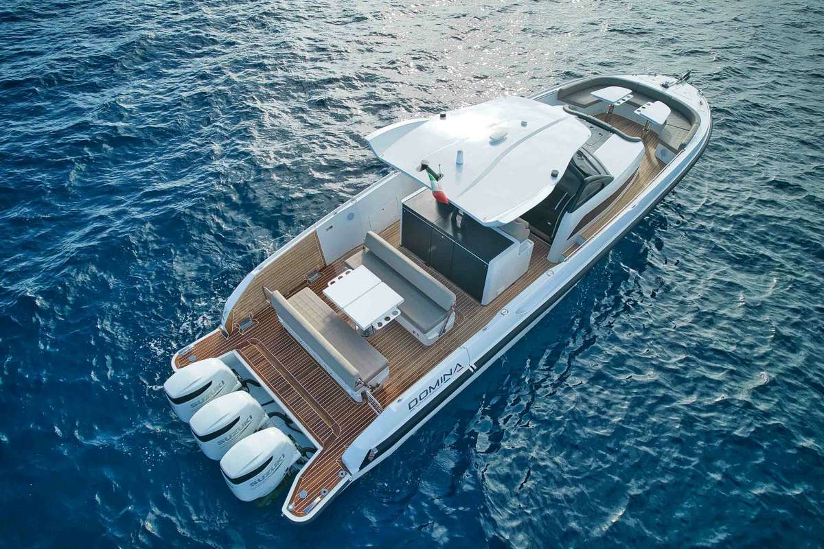 DOMINA 42 WA, a 2026 Domina 13.3m motor yacht for sale, aerial