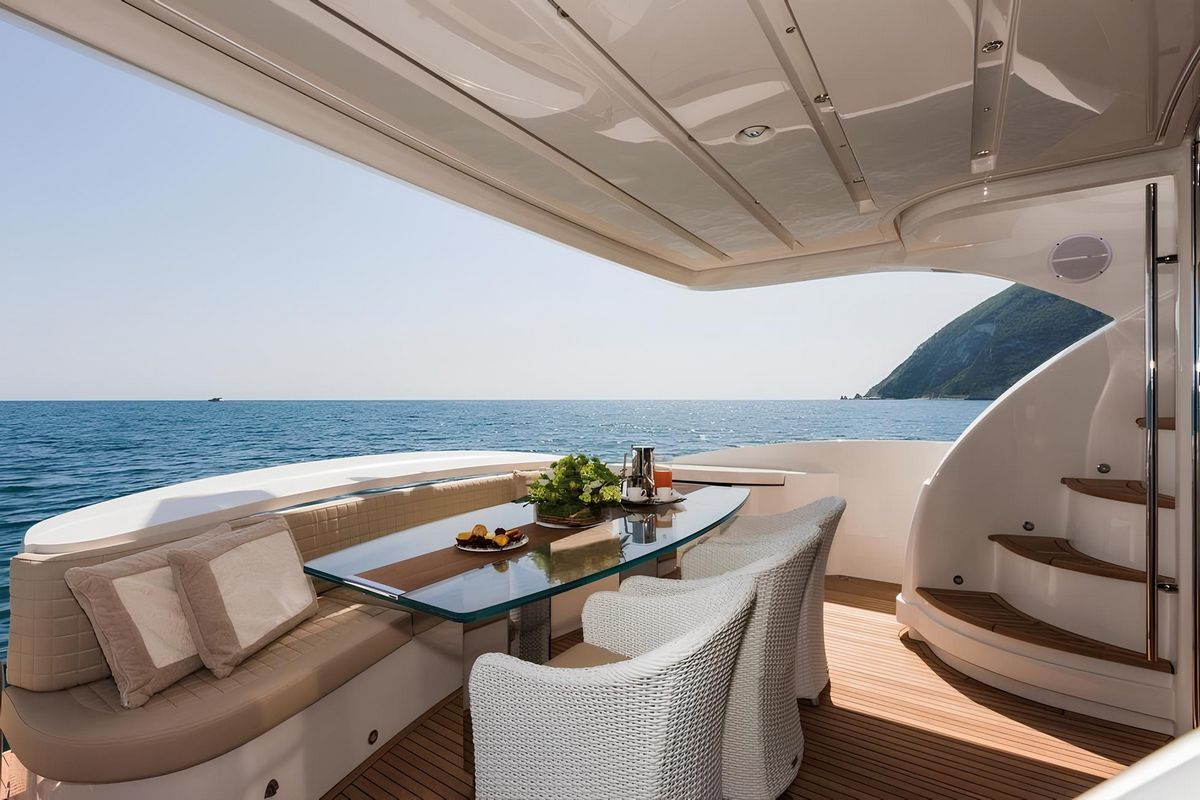 DOMINATOR 640 S, a 2014 Dominator 19.75m motor yacht for sale, aft deck