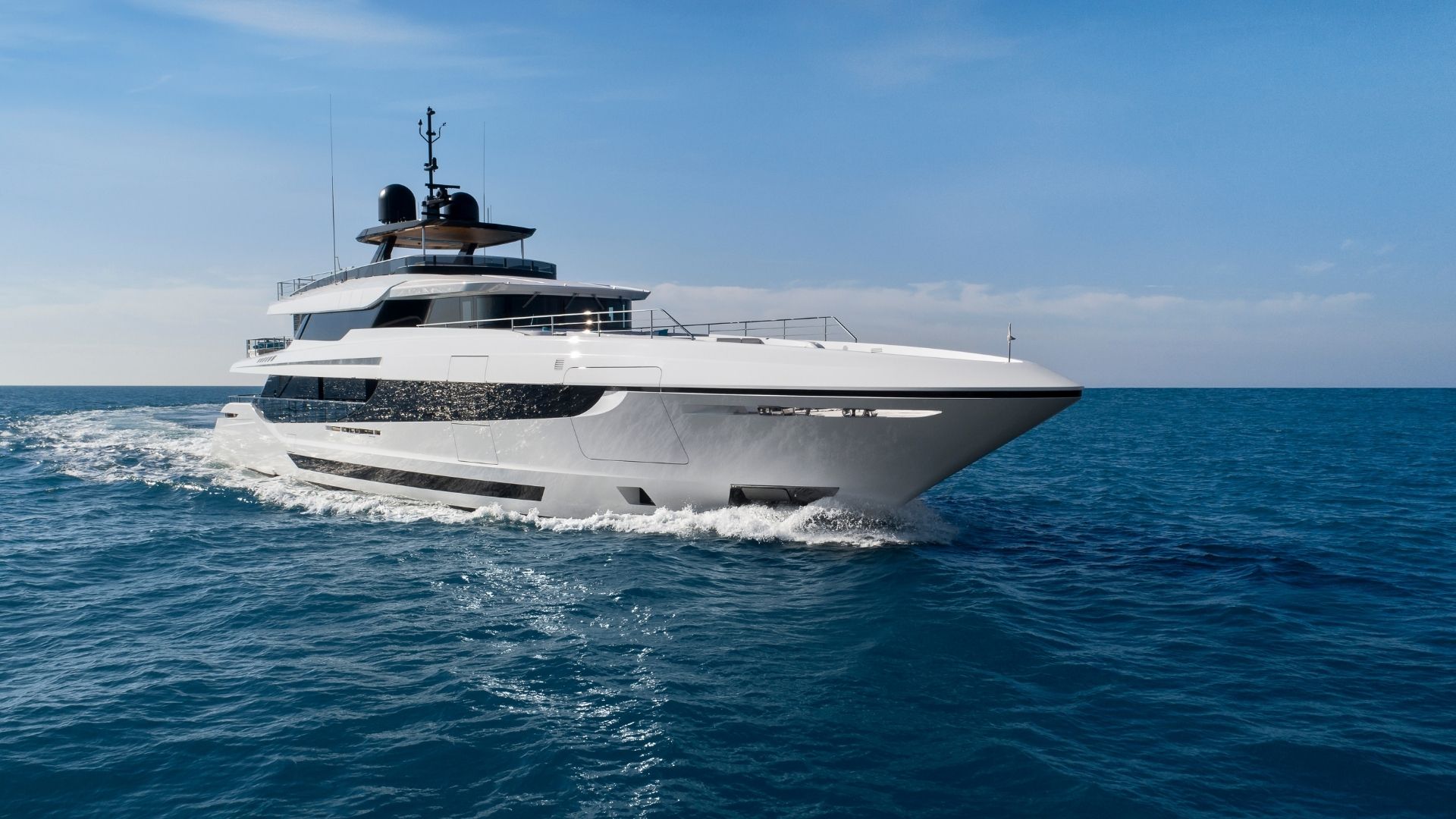 "Sanctuary", a 2018 Mangusta 43m motor yacht for charter, running