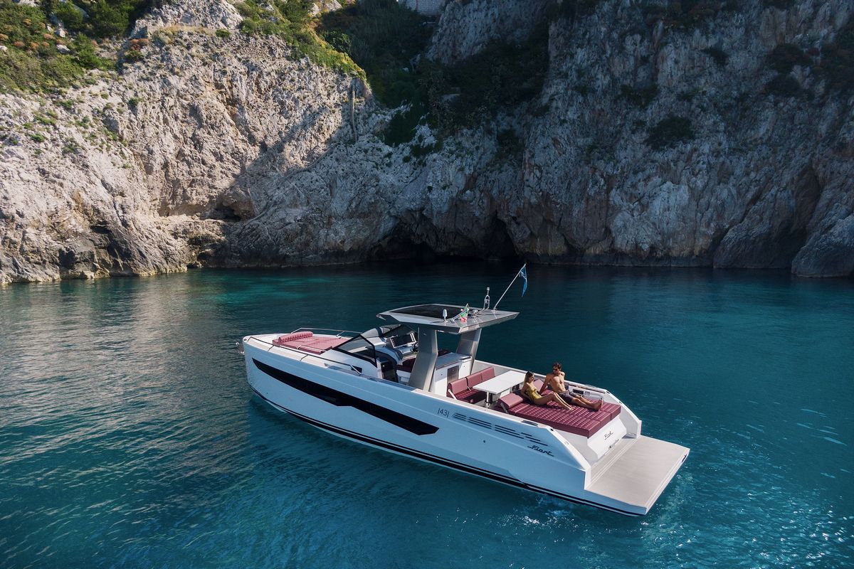Fiart 43 Seawalker, a 2027 Fiart 13.84m motor yacht for sale, at anchor