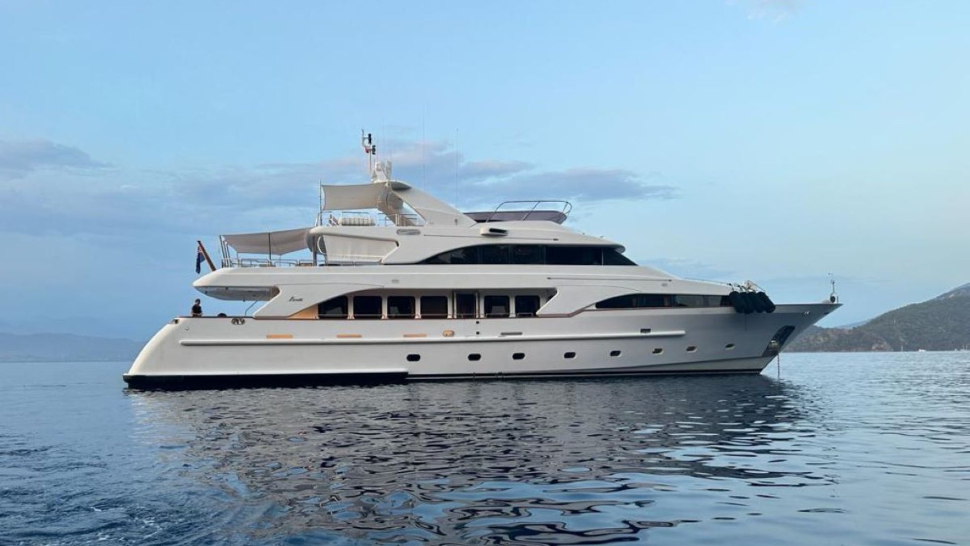 "FRIENDSHIP", a 2000 Benetti 35m motor yacht for charter, at anchor