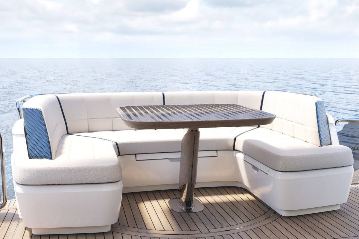 GALEON 570 SKY, a 2027 Galeon 17.7m motor yacht for sale, cockpit dining