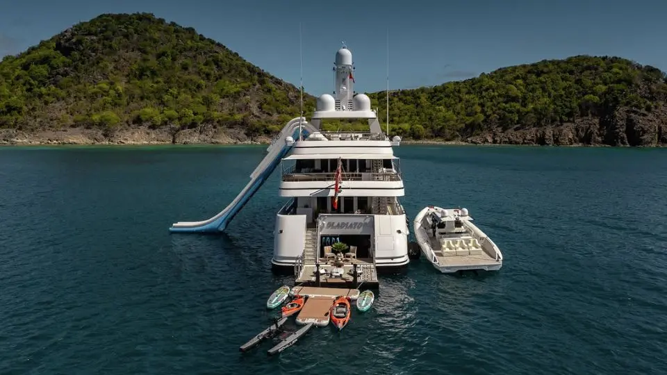 "GLADIATOR", a 2010 Feadship 44.6m motor yacht for charter, stern
