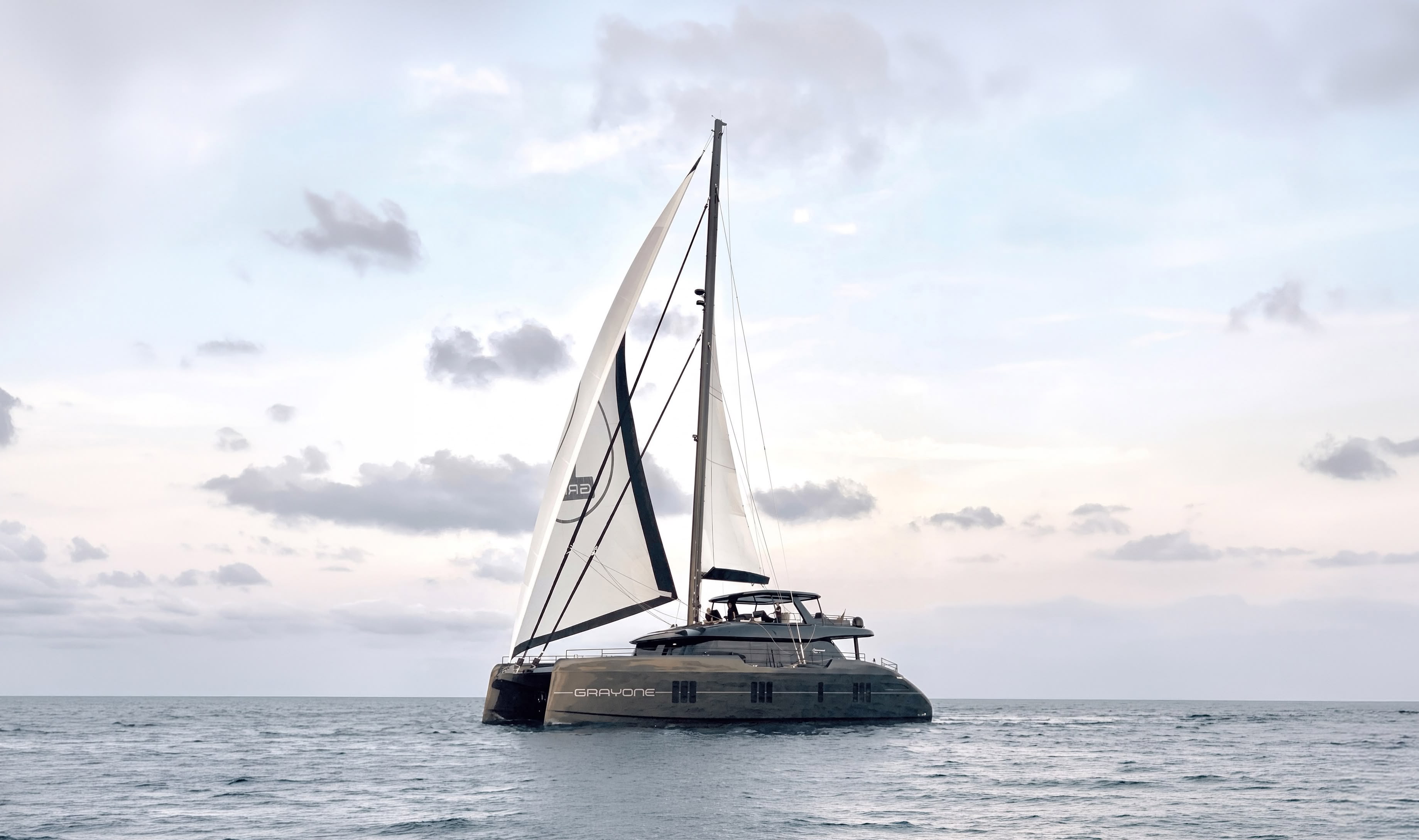 GRAYONE, a 2020 Sunreef 23.87m sailing catamaran for sale with Smart Yachts, under sail