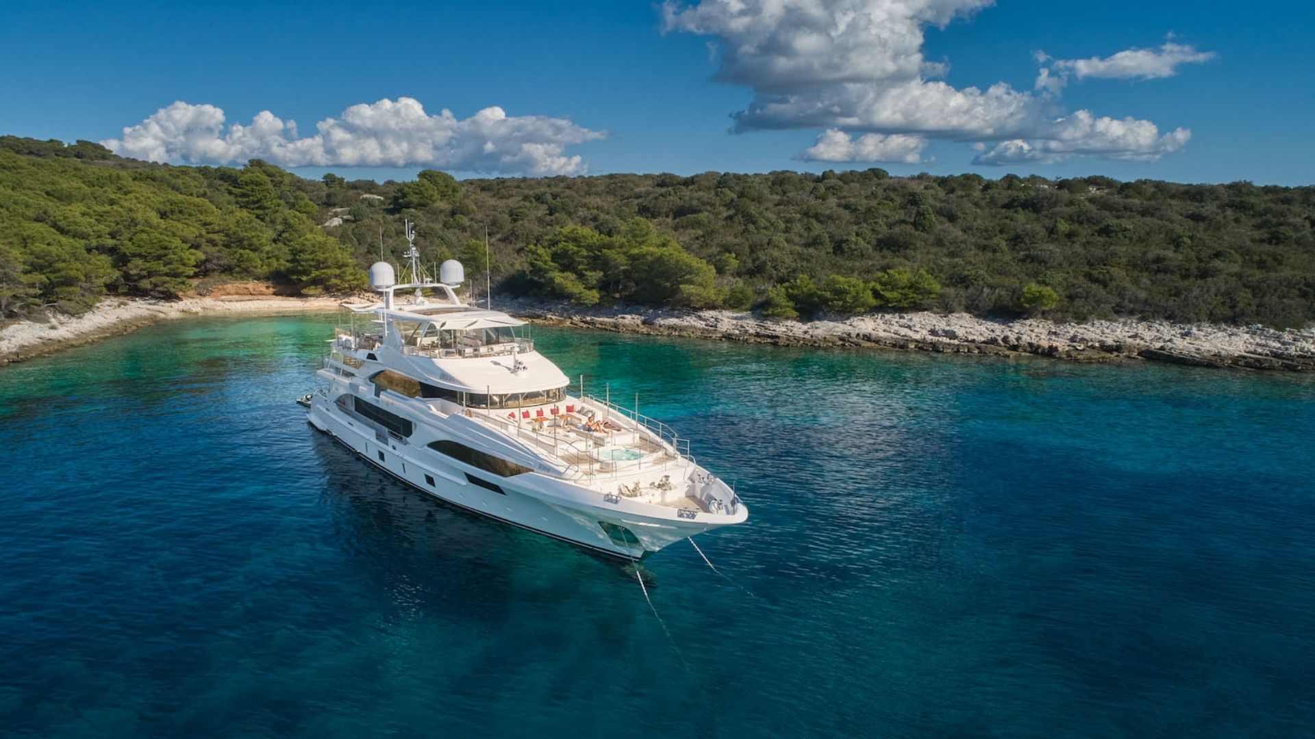 "HAPPY ME", a 2020 Benetti 40.24m motor yacht for charter, at anchor