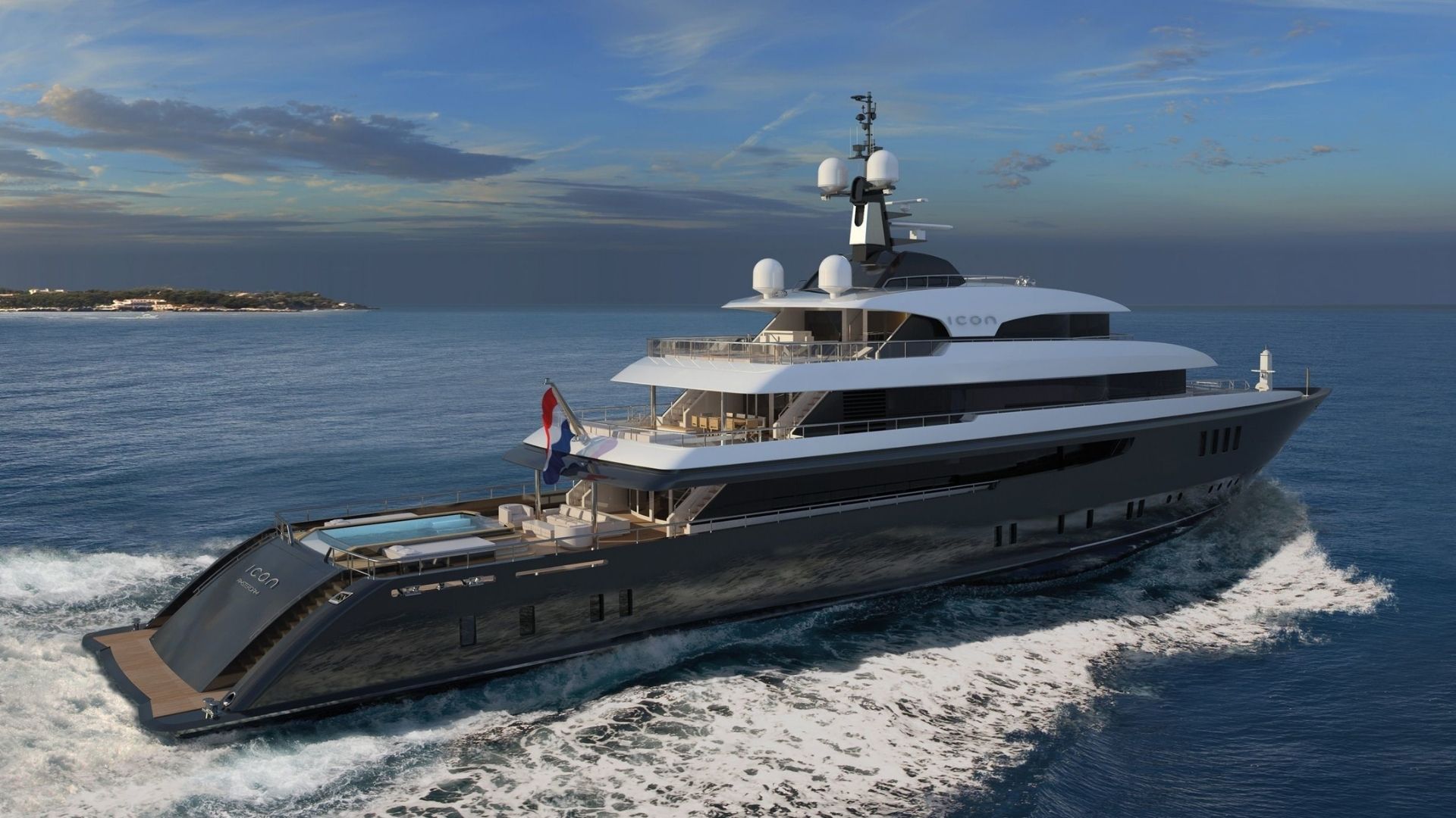 "LOON", a 2010 ICON Yachts 67.5m motor yacht for charter, running