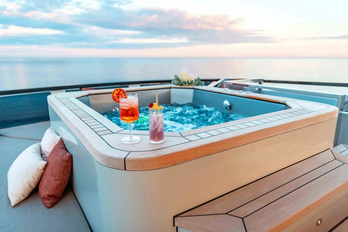 "INFINITY NINE", a 2022 Ava Yachts 35.20m motor yacht for charter, flybridge jacuzzi
