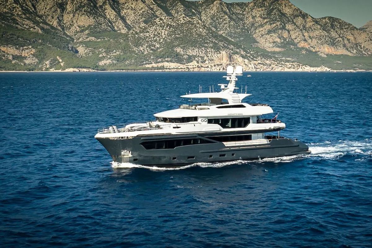 "INFINITY NINE", a 2022 Ava Yachts 35.20m motor yacht for charter, profile port