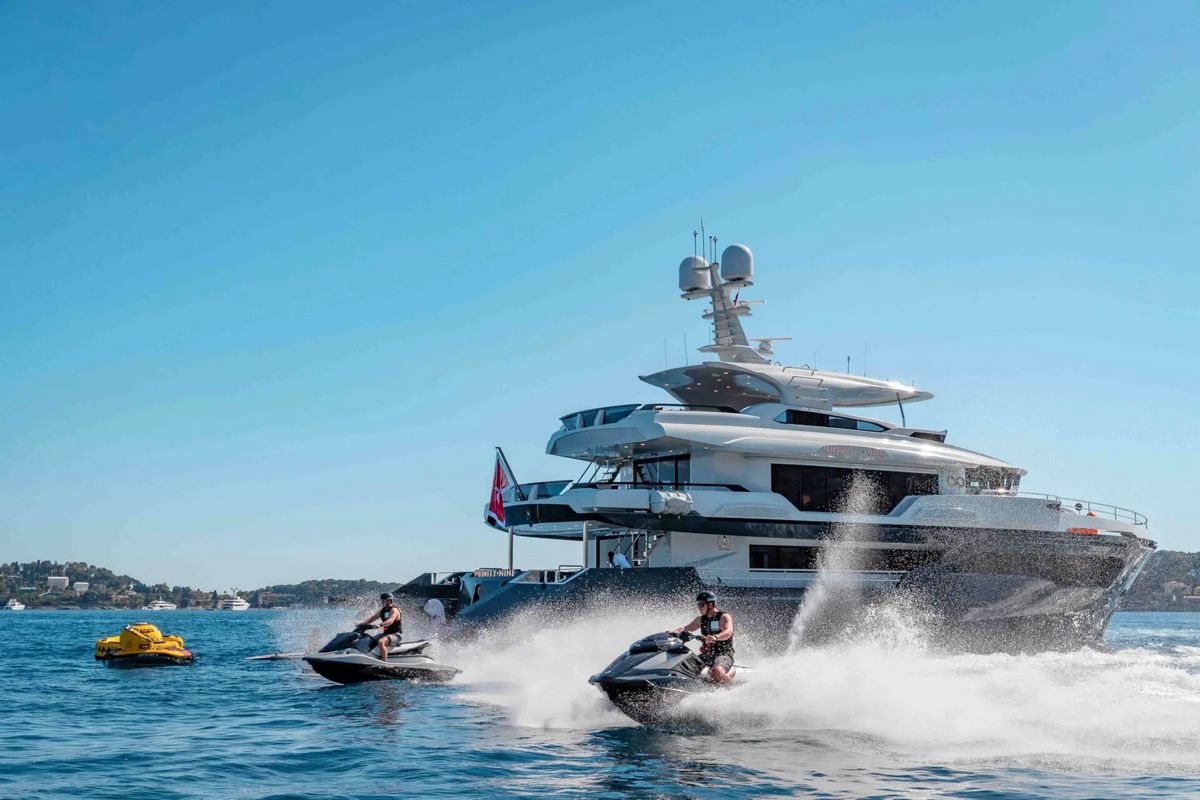 "INFINITY NINE", a 2022 Ava Yachts 35.20m motor yacht for charter, at anchor