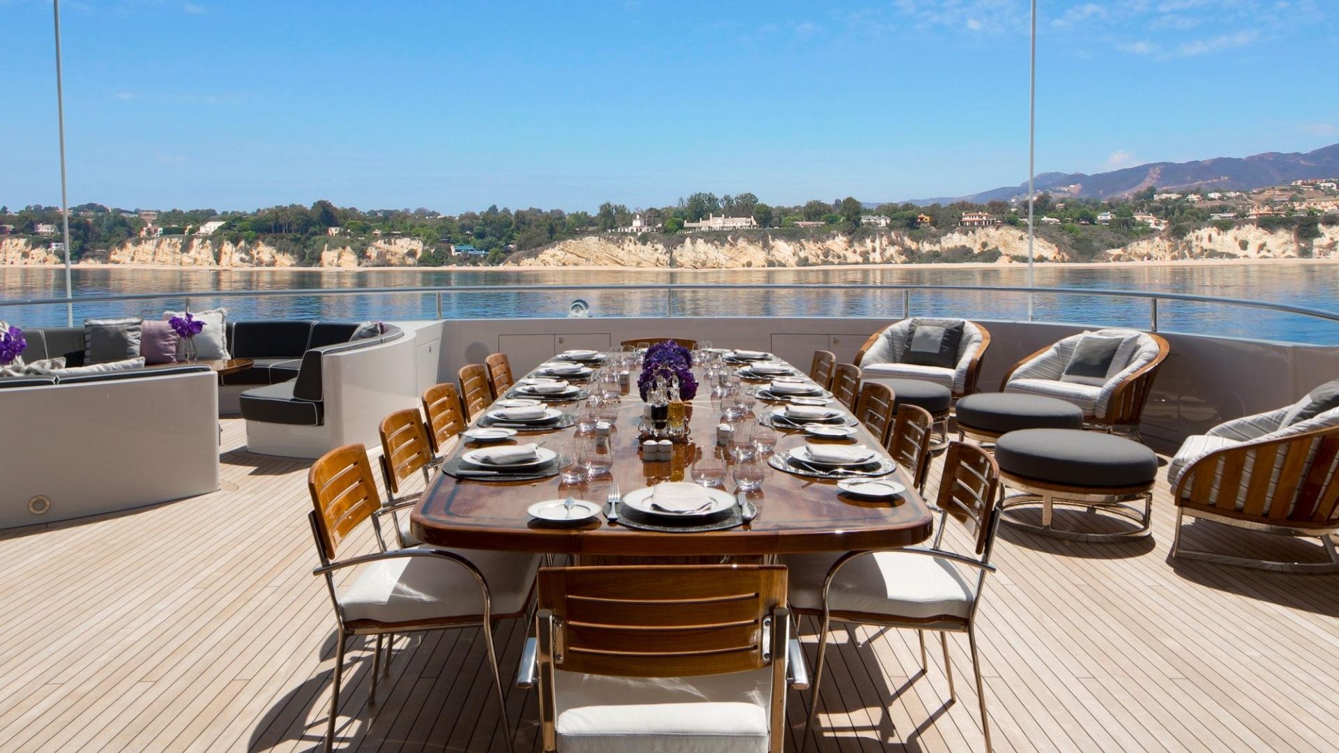 "INVICTUS", a 2013 Delta Marine 66m motor yacht for charter, aft deck dining