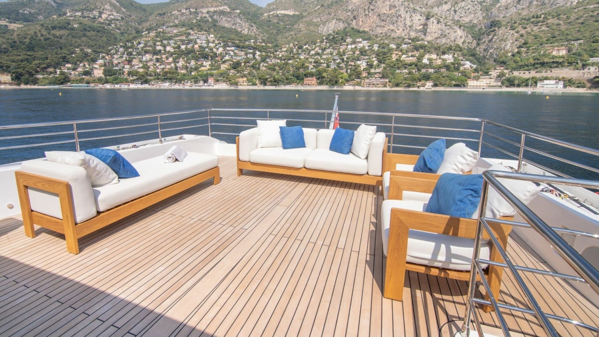 "SANTOSH", a 2020 Gulf Craft 32.1m motor yacht for charter, aft deck