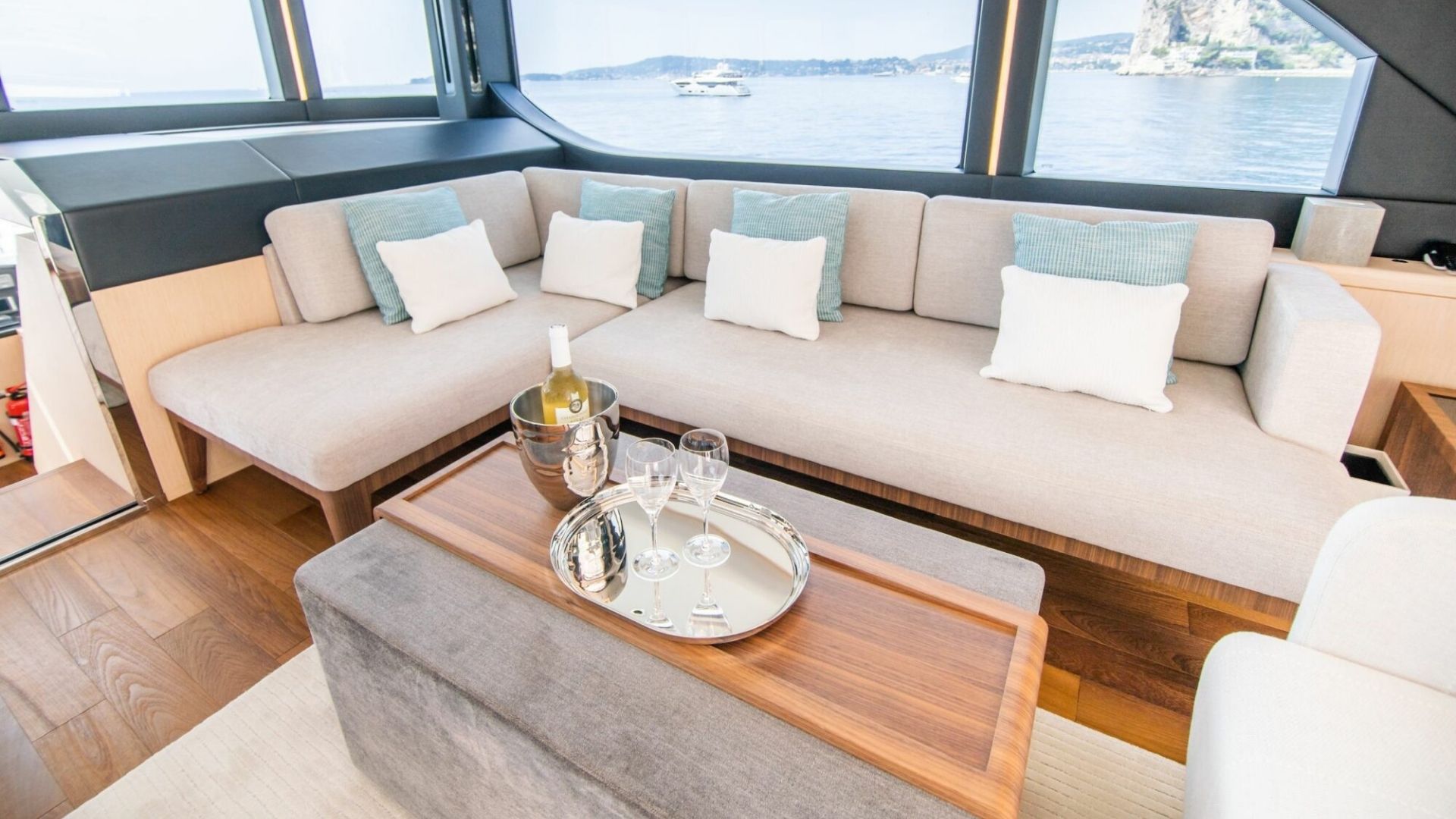 "SANTOSH", a 2020 Gulf Craft 32.1m motor yacht for charter, skylounge