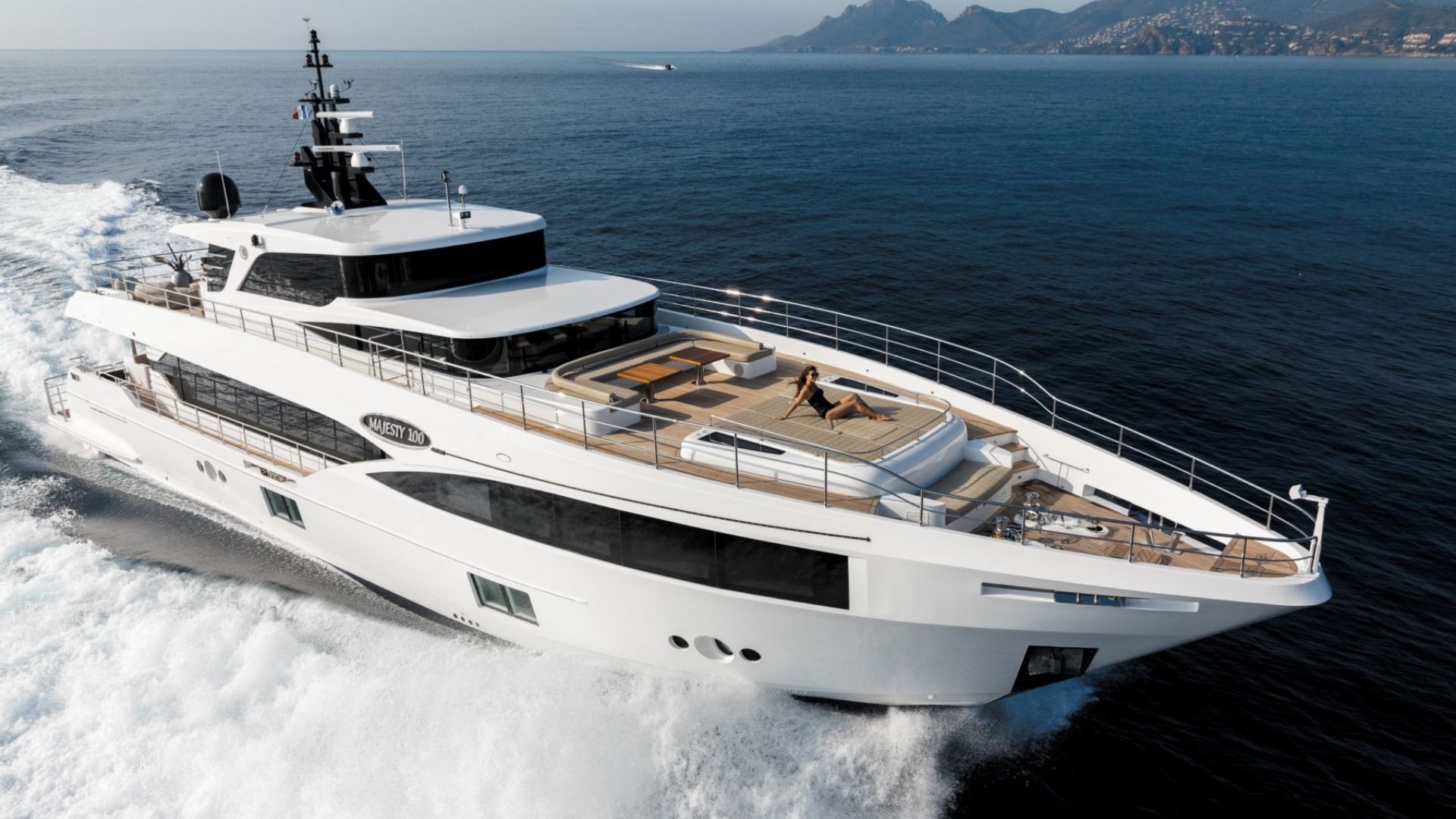 "SANTOSH", a 2020 Gulf Craft 32.1m motor yacht for charter, aerial