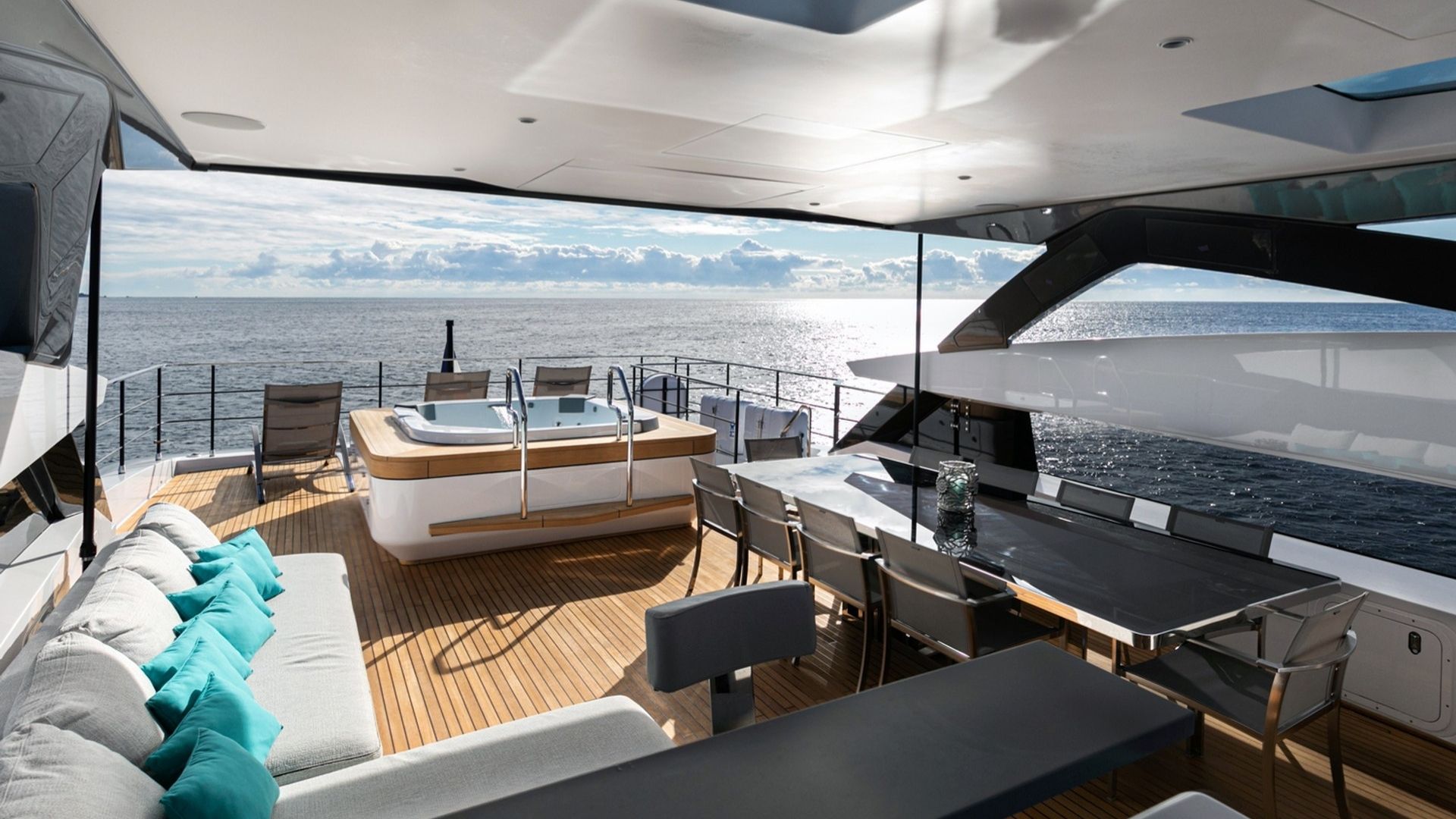 "JAG'B", a 2020 Ferretti Yachts 32.82m motor yacht for charter, sundeck jacuzzi