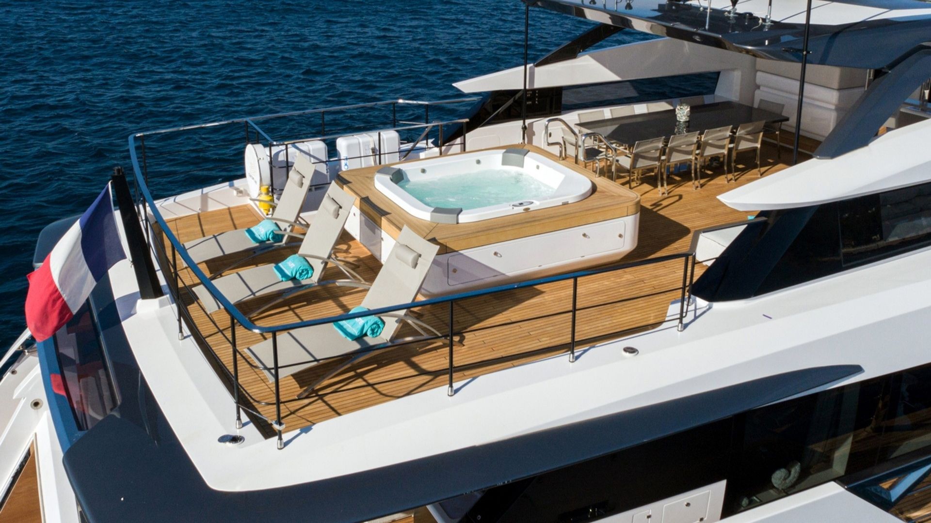 "JAG'B", a 2020 Ferretti Yachts 32.82m motor yacht for charter, aerial