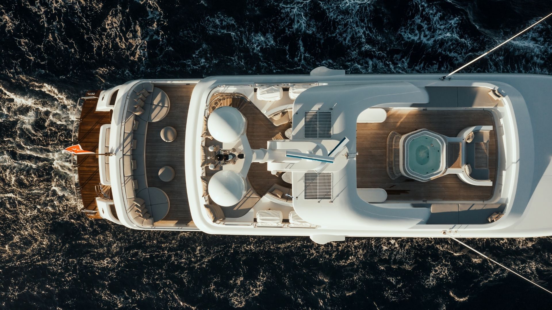 "JAZ", a 1997 AMELS 51m motor yacht for charter, aerial