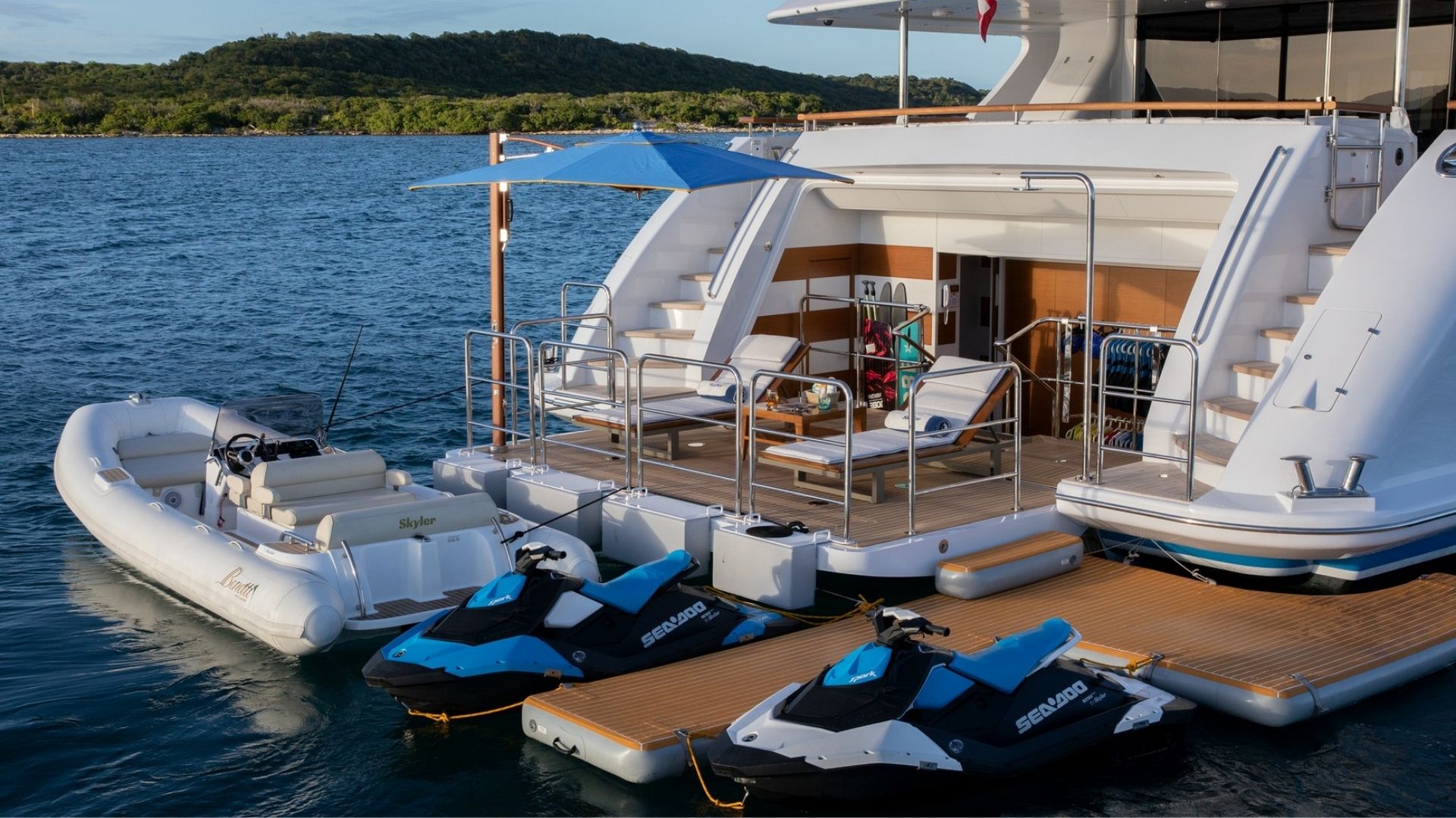 "JODI ANN", a 2019 Benetti 42.6m motor yacht for charter, transom