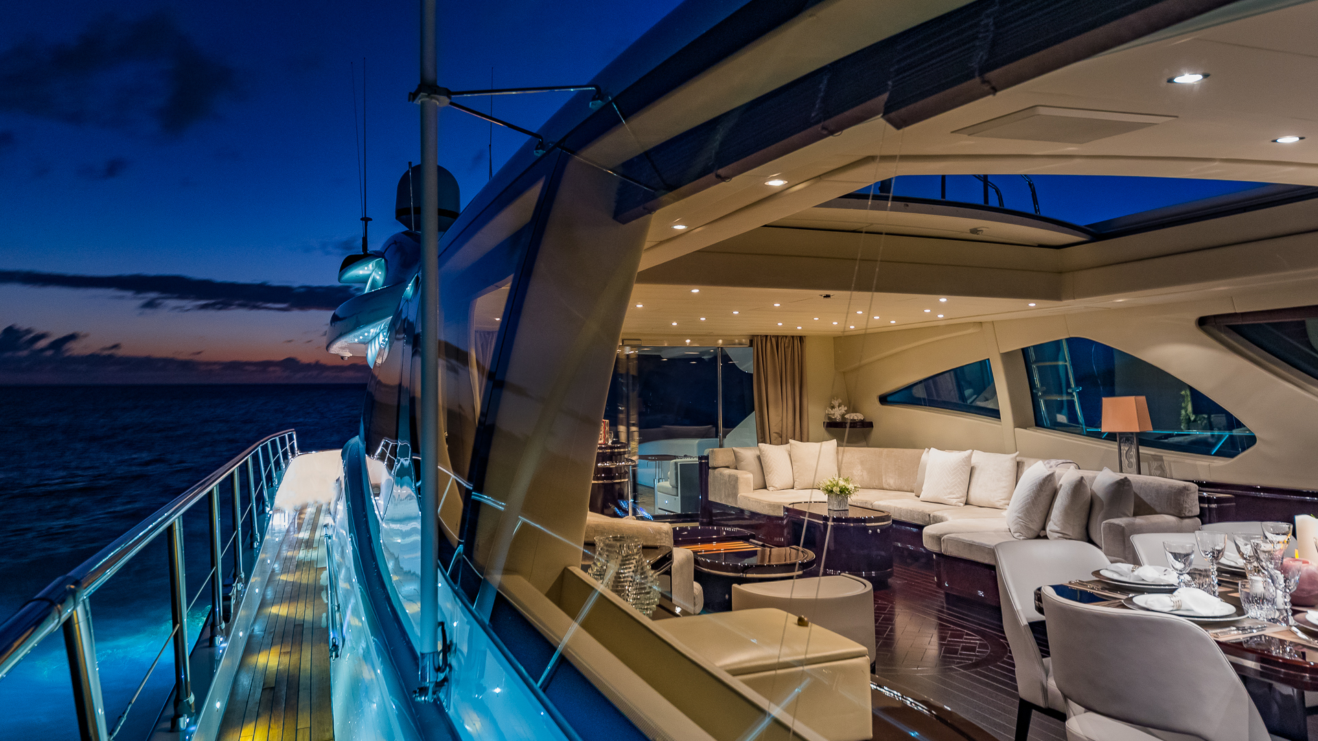 "JOMAR", a 2007 Mangusta 40m motor yacht for charter, side deck