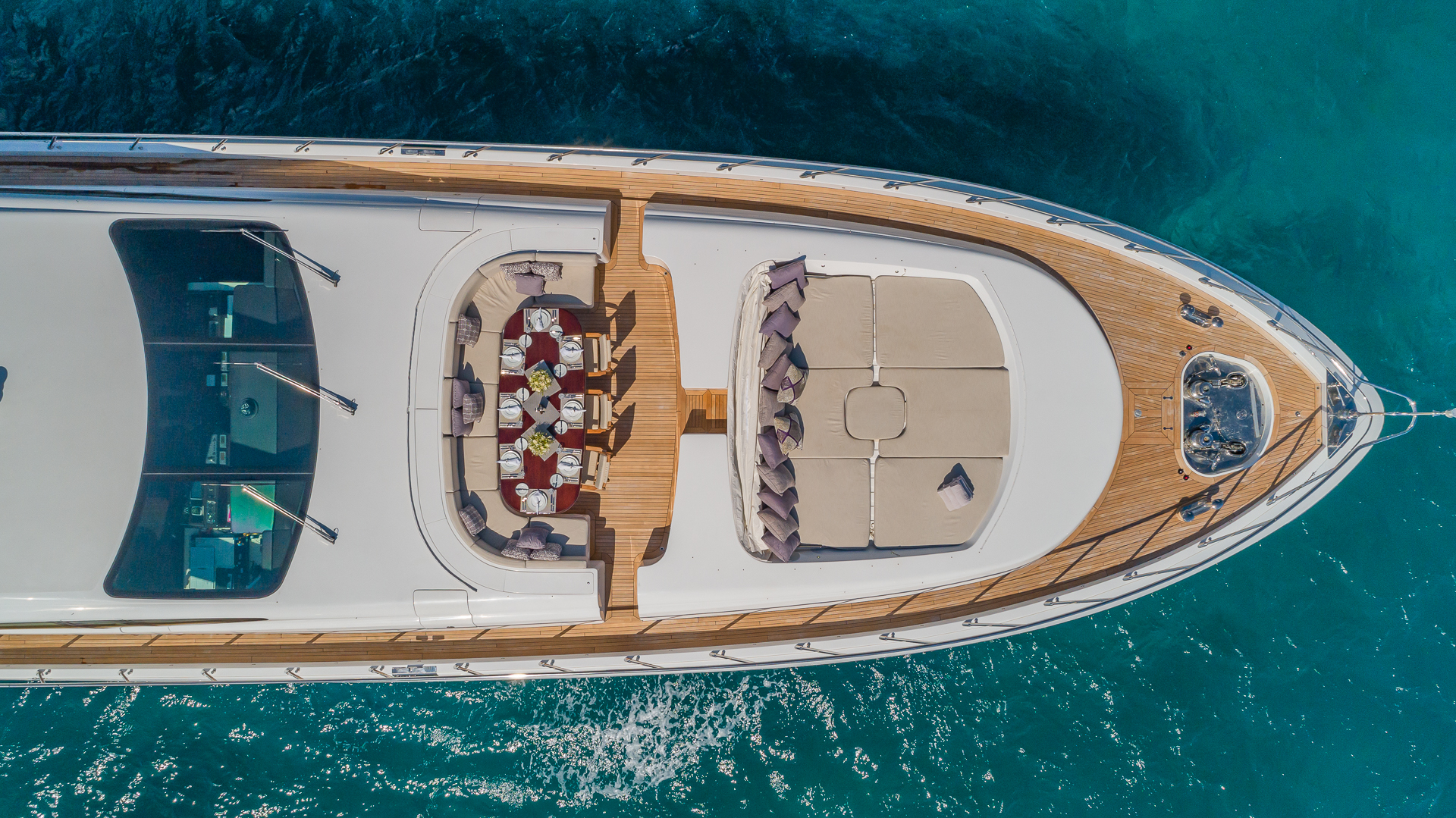 "JOMAR", a 2007 Mangusta 40m motor yacht for charter, aerial
