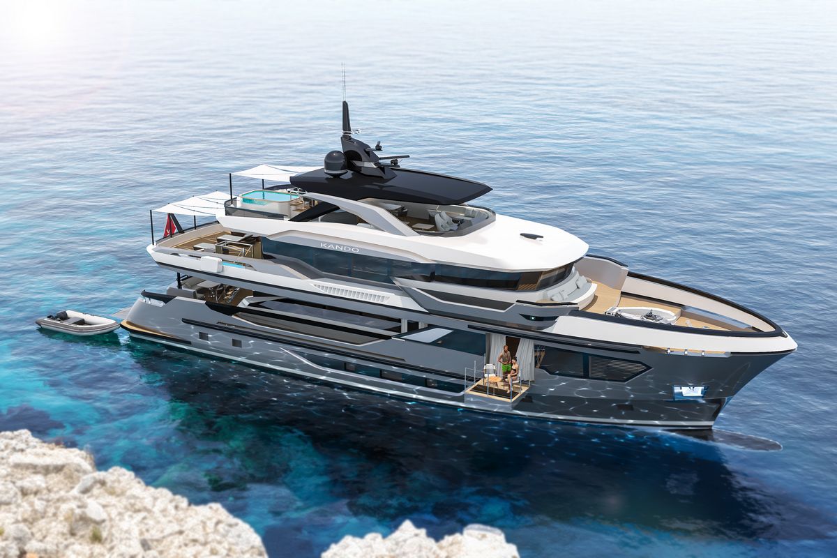 KANDO 110, a 2028 Ava Yachts 35.1m motor yacht for sale, aerial